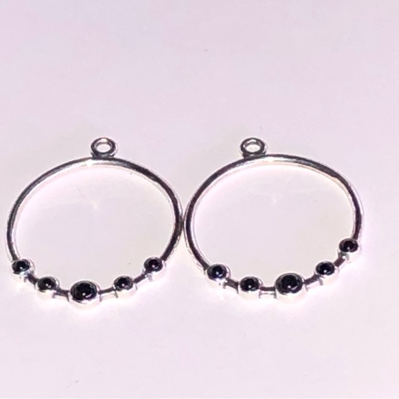 Pandora Black Onyx Compose Earrings 925 Ale - Picture 4 of 7